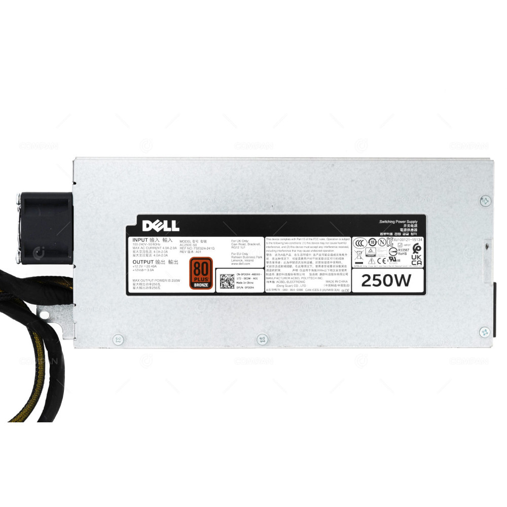 P3G94 DELL POWEREDGE 250W POWER SUPPLY FOR R240 0P3G94